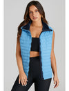 Sky Blue Plush Collared Quilted Zipped Puffer Vest