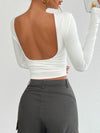 Devine Backless Round Neck Long Sleeve T-Shirt - Cocoa Yacht Club