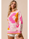 BiBi Flower Pattern Contrast Sweater