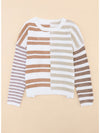 Color Block Drop Shoulder Pullover Striped Sweater