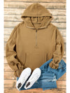 Smoke Green Half Zipper Kangaroo Pockets Drop Shoulder Hoodie