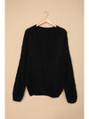 Black Chunky Wide Long Sleeve Knit Cardigan