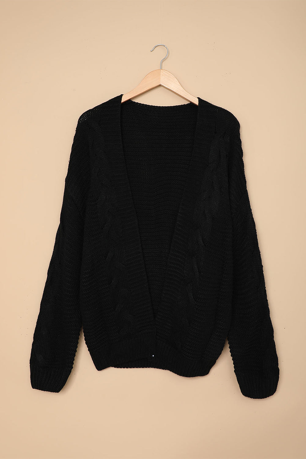 Black Chunky Wide Long Sleeve Knit Cardigan