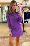 Pink Half Zip Sporty Pullover Mini Skirt 2pcs Outfit