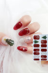 Racing Red Christmas Tree Snowflake Rhinestone Gel Nail Stickers