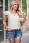 Gossamer Pink Textured Bow Frilled Ruffle Sleeve Blouse