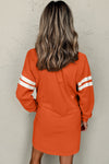 Orange Preppy Striped Sleeve Loose Mini Dress
