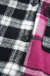 Black Plaid Colorblock Loose Flat Pocket Shacket