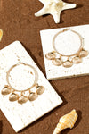 Gold Bohemian Vacation Shell Hoop Earrings