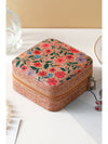 Camel Retro Floral Print Portable Square Jewelry Box