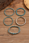 Silvery Boho Turquoise Beaded Bracelet Set