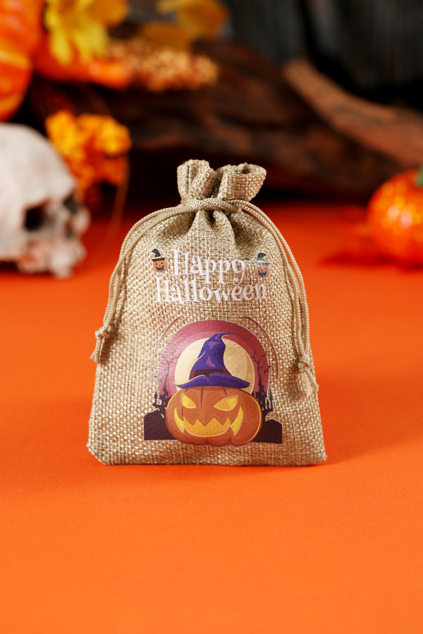 Tillandsia Purple Pumpkin Witch Halloween Party Gift Burlap Bag