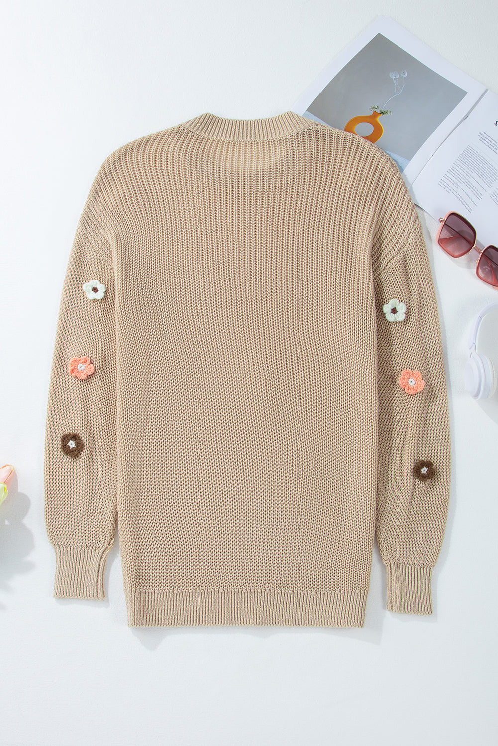 Sweaters Parchment Hello Floral Embroidered Knit Loose Sweater.