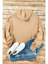 Smoke Green Half Zipper Kangaroo Pockets Drop Shoulder Hoodie