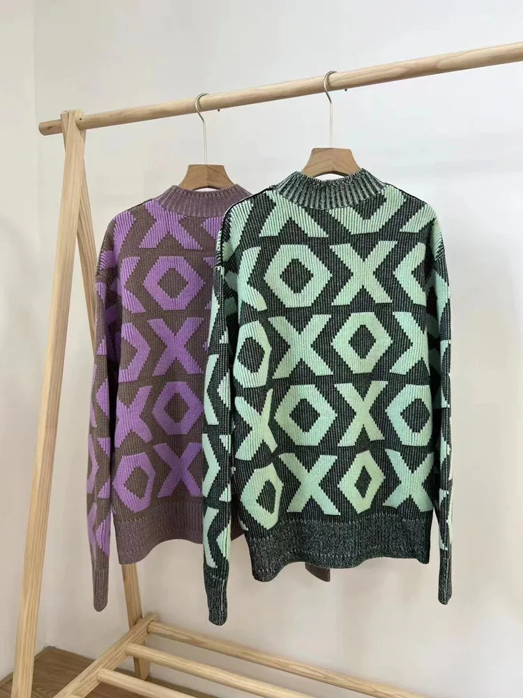 Cocoa Yacht Club Geometric Wool Sweater