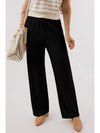 Black Solid Color Textured Loose Drawstring Pants