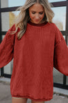 Smoke Gray Plain Drop Sleeve Crinkle Rib Oversized Sweatshirt