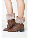 Brown Plush Knitted Patched Winter Boot Cuffs Leg Warmers