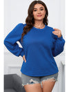 Plus Size Textured Round Neck Long Sleeve Top