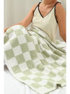 Grass Green Checkerboard Flannel Blanket