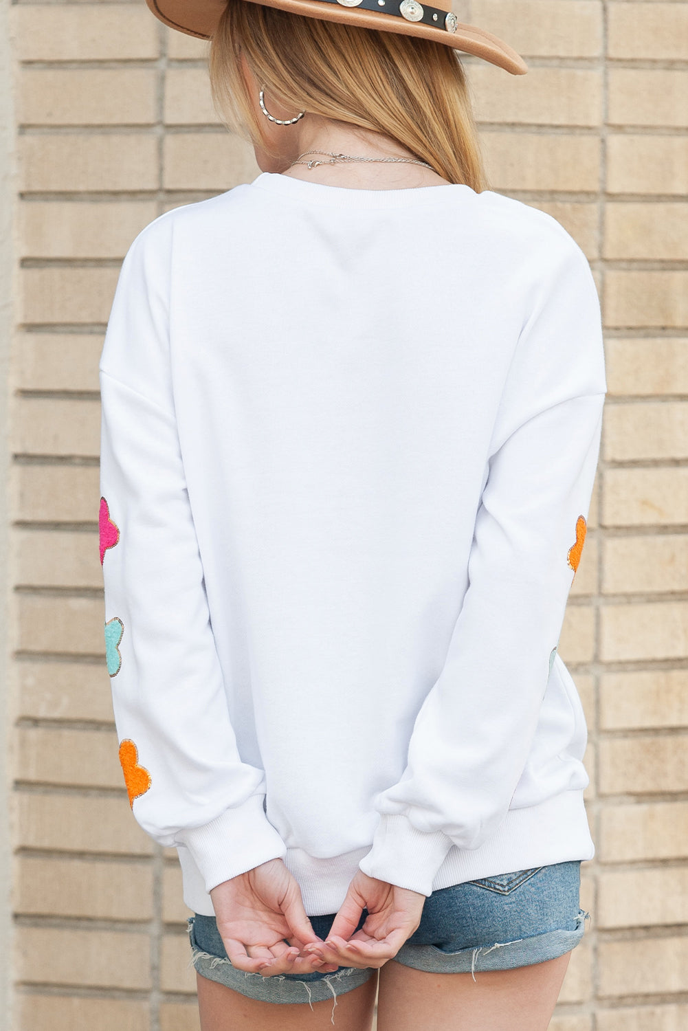 White Glitter Howdy Patch Casual Star Sweatshirt