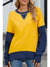 Yellow Color Block Thumbhole Sleeve Drop Shoulder Sweatshirt