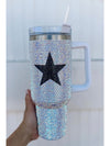 White 40oz Star Shape Full Rhinestone Stainless Portable Cup