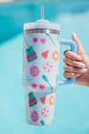 Light Blue Beach Fun Pattern Cup with Handle 40oz