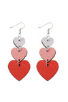 Red Valentines Day Heart Shaped Tiered Dangle Earring