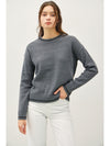 Be Cool Striped Trim Round Neck Long Sleeve Sweater