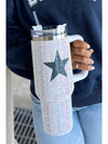 White 40oz Star Shape Full Rhinestone Stainless Portable Cup