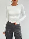 Devine Backless Round Neck Long Sleeve T-Shirt - Cocoa Yacht Club