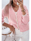 Contrast Trim V-Neck Long Sleeve Cardigan