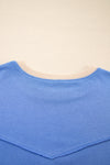 Blue Exposed Seam Floral Mixed Patchwork Plus Size Top