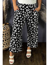 Leopard Print Wide Leg Pockets Plus Size Pants