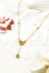 Gold Bowknot Heart Pendant Chained Necklace