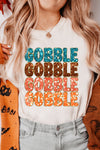 White Glittering GOBBLE Graphic Crewneck T Shirt