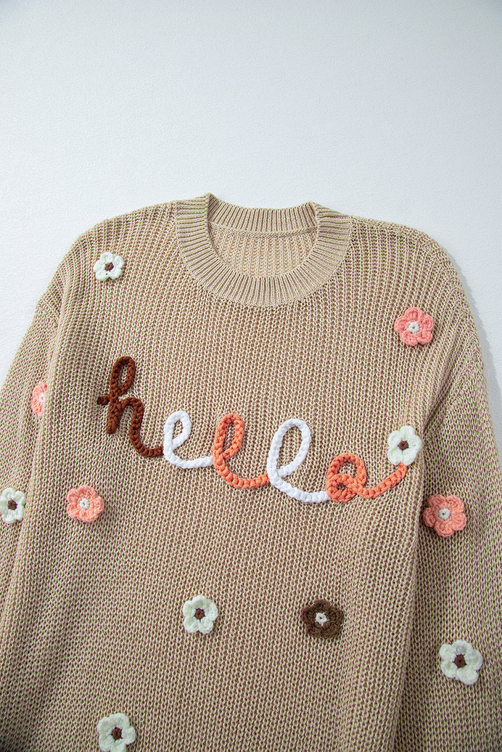 Sweaters Parchment Hello Floral Embroidered Knit Loose Sweater.