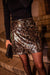 Brown Sequined Leopard Print Disco Mini Skirt - Cocoa Yacht Club