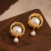 Cocoa Yacht Club Retro Circular Pearl Earrings