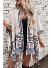 Beige Casual Loose Jacquard Cape Poncho Jacket