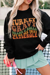 Black Thanksgiving Slogan Print Drop Shoulder Sweatshirt