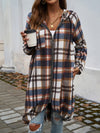 Devine Plaid Zip Up Hooded Coat - Cocoa Yacht Club