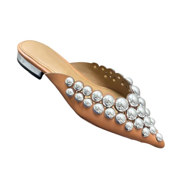 Cocoa Yacht Club Pointed Toe Metal Ball Mules