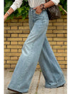 Dusk Blue Acid Wash Flared Leg Jeans