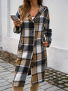 Devine Plaid Long Sleeve Hooded Coat - Cocoa Yacht Club