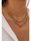 Gold 5pcs Layered Rhinestone Chain Collarbone Necklace Set