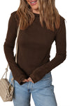 Cinnamon Lettuce Trim Plain Long Sleeve Top