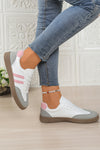 Rose Red Color Block Lace Up Sneakers