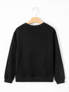 Black Solid Color Drop Shoulder Terry Sweatshirt